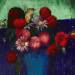 Still Life, Dahlias and Daisies in a Blue Vase
